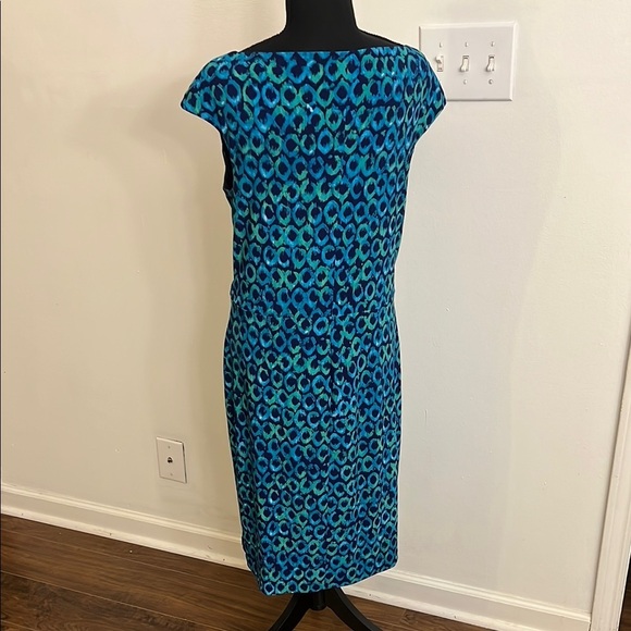 Lauren Ralph Lauren Blue Sheath Midi Dress with Bateau Neckline - Picture 4 of 12